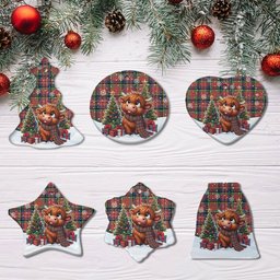 ScotsTee Shop Scottish MacPherson Ancient Clan Tartan Ceramic Ornament Cute Highland Cow Christmas