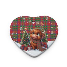 ScotsTee Shop Scottish MacKintosh Modern Clan Tartan Ceramic Ornament Cute Highland Cow Christmas