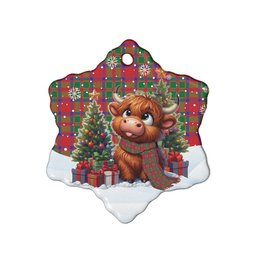 ScotsTee Shop Scottish MacKintosh Modern Clan Tartan Ceramic Ornament Cute Highland Cow Christmas