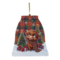 ScotsTee Shop Scottish Nicolson Ancient Clan Tartan Ceramic Ornament Cute Highland Cow Christmas
