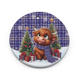 ScotsTee Shop Scottish Ochterlony Clan Tartan Ceramic Ornament Cute Highland Cow Christmas