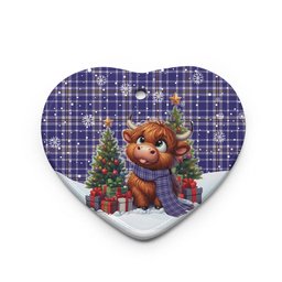 ScotsTee Shop Scottish Ochterlony Clan Tartan Ceramic Ornament Cute Highland Cow Christmas