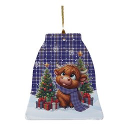 ScotsTee Shop Scottish Ochterlony Clan Tartan Ceramic Ornament Cute Highland Cow Christmas