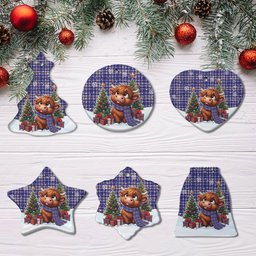 ScotsTee Shop Scottish Ochterlony Clan Tartan Ceramic Ornament Cute Highland Cow Christmas