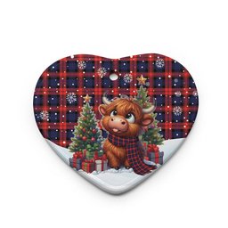 ScotsTee Shop Scottish MacLachlan Modern Clan Tartan Ceramic Ornament Cute Highland Cow Christmas