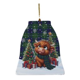 ScotsTee Shop Scottish Oliphant Modern Clan Tartan Ceramic Ornament Cute Highland Cow Christmas
