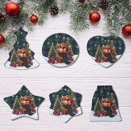 ScotsTee Shop Scottish Oliphant Modern Clan Tartan Ceramic Ornament Cute Highland Cow Christmas