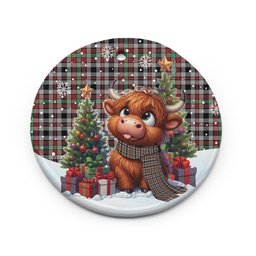 ScotsTee Shop Scottish Borthwick Ancient Clan Tartan Ceramic Ornament Cute Highland Cow Christmas