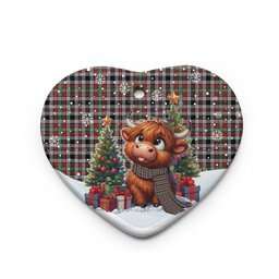 ScotsTee Shop Scottish Borthwick Ancient Clan Tartan Ceramic Ornament Cute Highland Cow Christmas