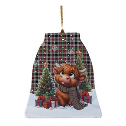 ScotsTee Shop Scottish Borthwick Ancient Clan Tartan Ceramic Ornament Cute Highland Cow Christmas