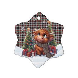 ScotsTee Shop Scottish Borthwick Ancient Clan Tartan Ceramic Ornament Cute Highland Cow Christmas
