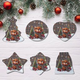 ScotsTee Shop Scottish Borthwick Ancient Clan Tartan Ceramic Ornament Cute Highland Cow Christmas
