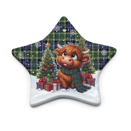 ScotsTee Shop Scottish MacKellar Clan Tartan Ceramic Ornament Cute Highland Cow Christmas