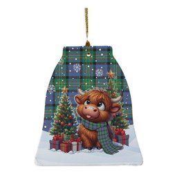 ScotsTee Shop Scottish Bowie Ancient Clan Tartan Ceramic Ornament Cute Highland Cow Christmas