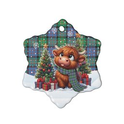 ScotsTee Shop Scottish Bowie Ancient Clan Tartan Ceramic Ornament Cute Highland Cow Christmas
