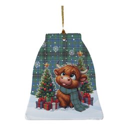 ScotsTee Shop Scottish MacInnes Ancient Clan Tartan Ceramic Ornament Cute Highland Cow Christmas
