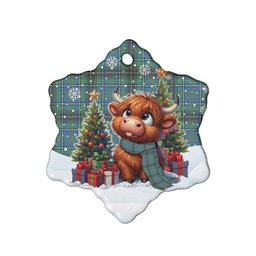 ScotsTee Shop Scottish MacInnes Ancient Clan Tartan Ceramic Ornament Cute Highland Cow Christmas
