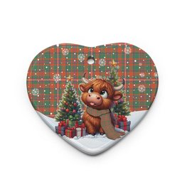 ScotsTee Shop Scottish MacKinnon Ancient Clan Tartan Ceramic Ornament Cute Highland Cow Christmas