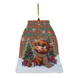 ScotsTee Shop Scottish MacKinnon Ancient Clan Tartan Ceramic Ornament Cute Highland Cow Christmas
