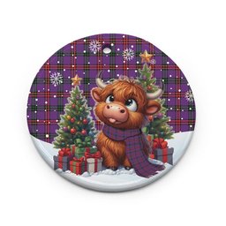 ScotsTee Shop Scottish Montgomery Modern Clan Tartan Ceramic Ornament Cute Highland Cow Christmas