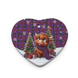 ScotsTee Shop Scottish Montgomery Modern Clan Tartan Ceramic Ornament Cute Highland Cow Christmas