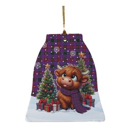 ScotsTee Shop Scottish Montgomery Modern Clan Tartan Ceramic Ornament Cute Highland Cow Christmas