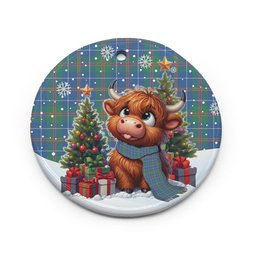 ScotsTee Shop Scottish MacHardy Ancient Clan Tartan Ceramic Ornament Cute Highland Cow Christmas