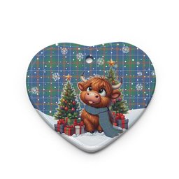 ScotsTee Shop Scottish MacHardy Ancient Clan Tartan Ceramic Ornament Cute Highland Cow Christmas