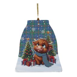 ScotsTee Shop Scottish MacHardy Ancient Clan Tartan Ceramic Ornament Cute Highland Cow Christmas