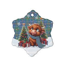 ScotsTee Shop Scottish MacHardy Ancient Clan Tartan Ceramic Ornament Cute Highland Cow Christmas
