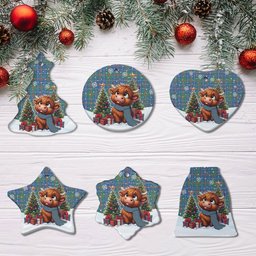 ScotsTee Shop Scottish MacHardy Ancient Clan Tartan Ceramic Ornament Cute Highland Cow Christmas