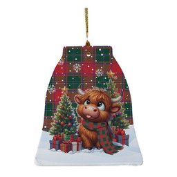 ScotsTee Shop Scottish MacPhail Clan Tartan Ceramic Ornament Cute Highland Cow Christmas