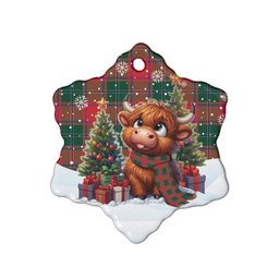 ScotsTee Shop Scottish MacPhail Clan Tartan Ceramic Ornament Cute Highland Cow Christmas