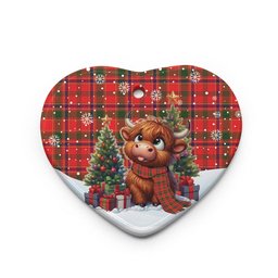 ScotsTee Shop Scottish Munro Modern Clan Tartan Ceramic Ornament Cute Highland Cow Christmas