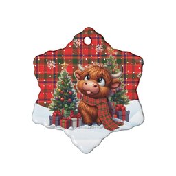 ScotsTee Shop Scottish Munro Modern Clan Tartan Ceramic Ornament Cute Highland Cow Christmas