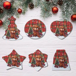 ScotsTee Shop Scottish Munro Modern Clan Tartan Ceramic Ornament Cute Highland Cow Christmas