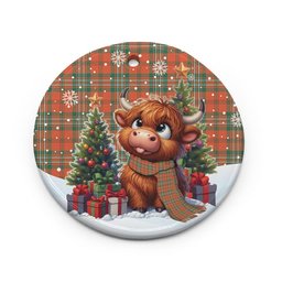 ScotsTee Shop Scottish Scott Ancient Clan Tartan Ceramic Ornament Cute Highland Cow Christmas