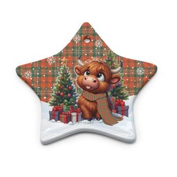 ScotsTee Shop Scottish Scott Ancient Clan Tartan Ceramic Ornament Cute Highland Cow Christmas