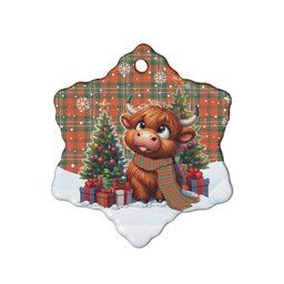 ScotsTee Shop Scottish Scott Ancient Clan Tartan Ceramic Ornament Cute Highland Cow Christmas