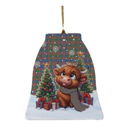 ScotsTee Shop Scottish MacIntyre Ancient Clan Tartan Ceramic Ornament Cute Highland Cow Christmas