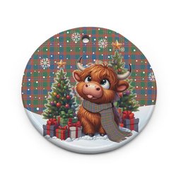 ScotsTee Shop Scottish MacIntyre Ancient Clan Tartan Ceramic Ornament Cute Highland Cow Christmas