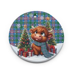 ScotsTee Shop Scottish Ralston Clan Tartan Ceramic Ornament Cute Highland Cow Christmas
