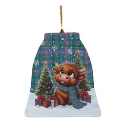 ScotsTee Shop Scottish Ralston Clan Tartan Ceramic Ornament Cute Highland Cow Christmas