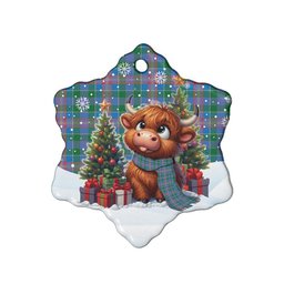 ScotsTee Shop Scottish Ralston Clan Tartan Ceramic Ornament Cute Highland Cow Christmas