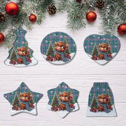 ScotsTee Shop Scottish Ralston Clan Tartan Ceramic Ornament Cute Highland Cow Christmas