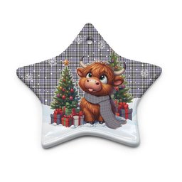ScotsTee Shop Scottish Sir Walter Scott Clan Tartan Ceramic Ornament Cute Highland Cow Christmas