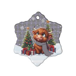 ScotsTee Shop Scottish Sir Walter Scott Clan Tartan Ceramic Ornament Cute Highland Cow Christmas