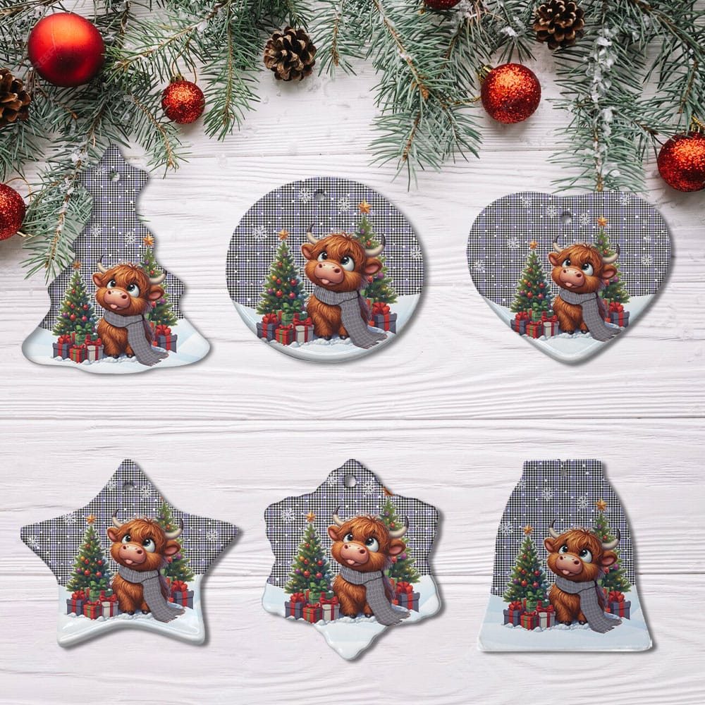 ScotsTee Shop Scottish Sir Walter Scott Clan Tartan Ceramic Ornament Cute Highland Cow Christmas