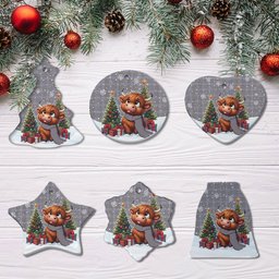 ScotsTee Shop Scottish Sir Walter Scott Clan Tartan Ceramic Ornament Cute Highland Cow Christmas