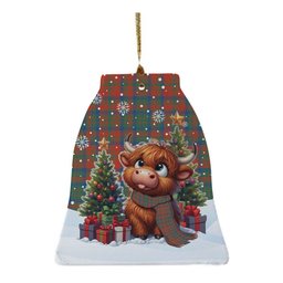 ScotsTee Shop Scottish Matheson Ancient Clan Tartan Ceramic Ornament Cute Highland Cow Christmas